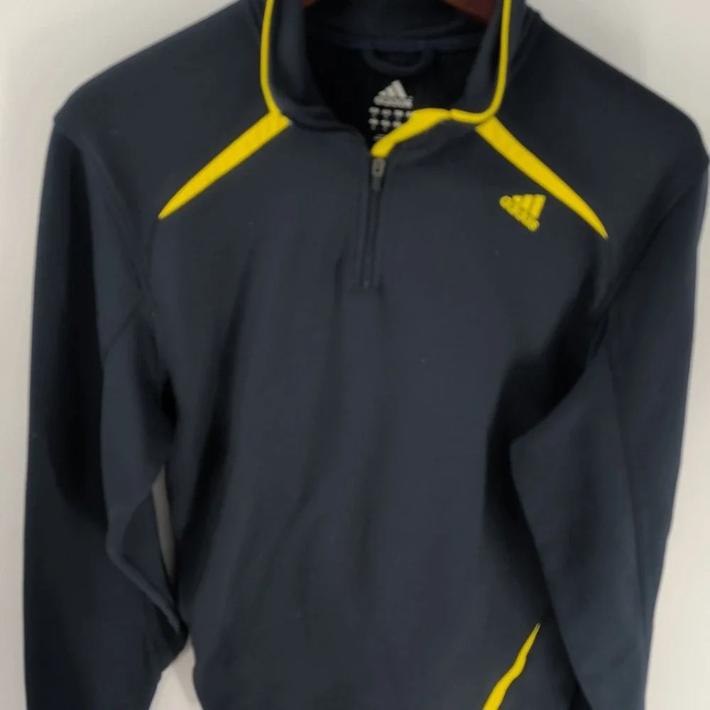 Adidas Quarter Zip Stand Collared Outdoor Pullover Sweatshirt Navy Blue‎ Size M